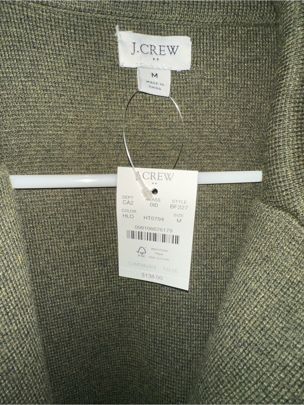 J. Crew Factory “Frosty Olive” Knit Sweater Blazer, NWT, size medium - Picture 5 of 5
